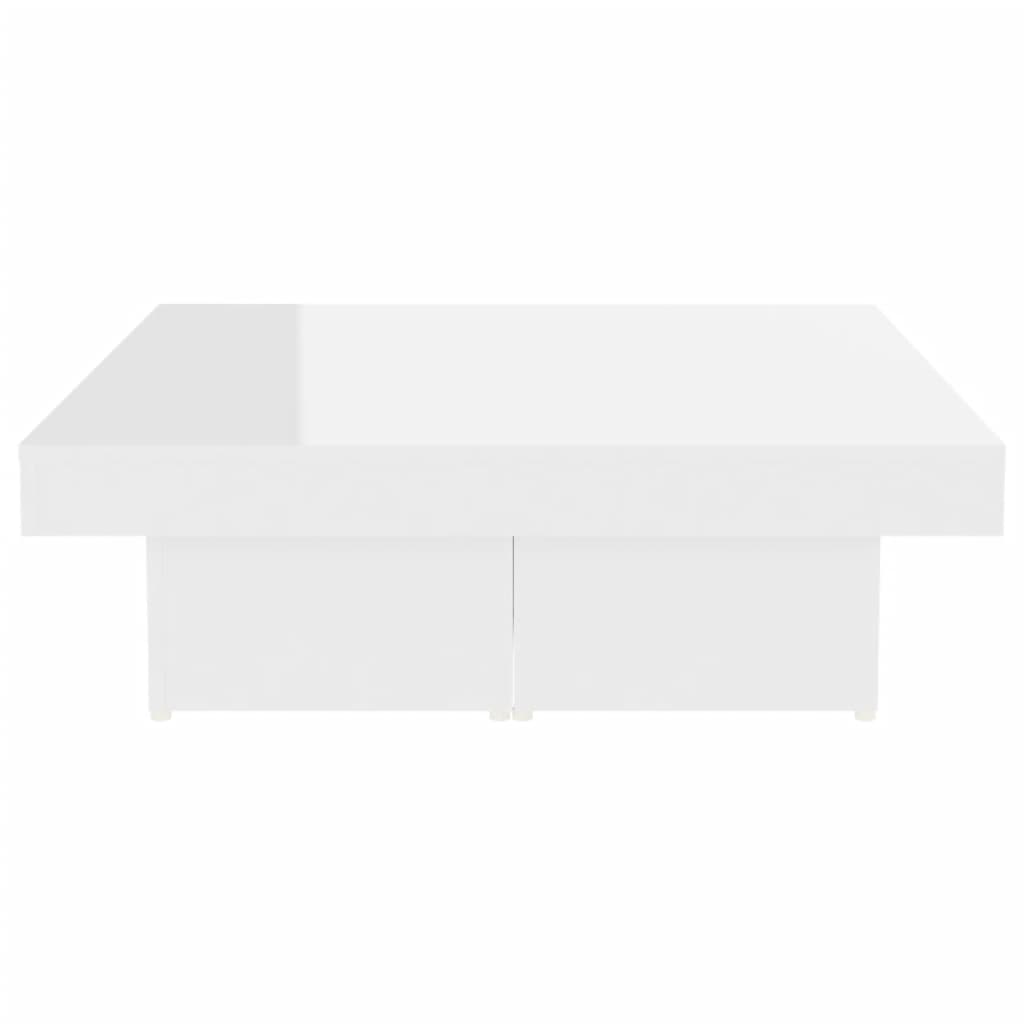vidaXL Mesa de centro madera contrachapada blanco brillante 90x90x28cm