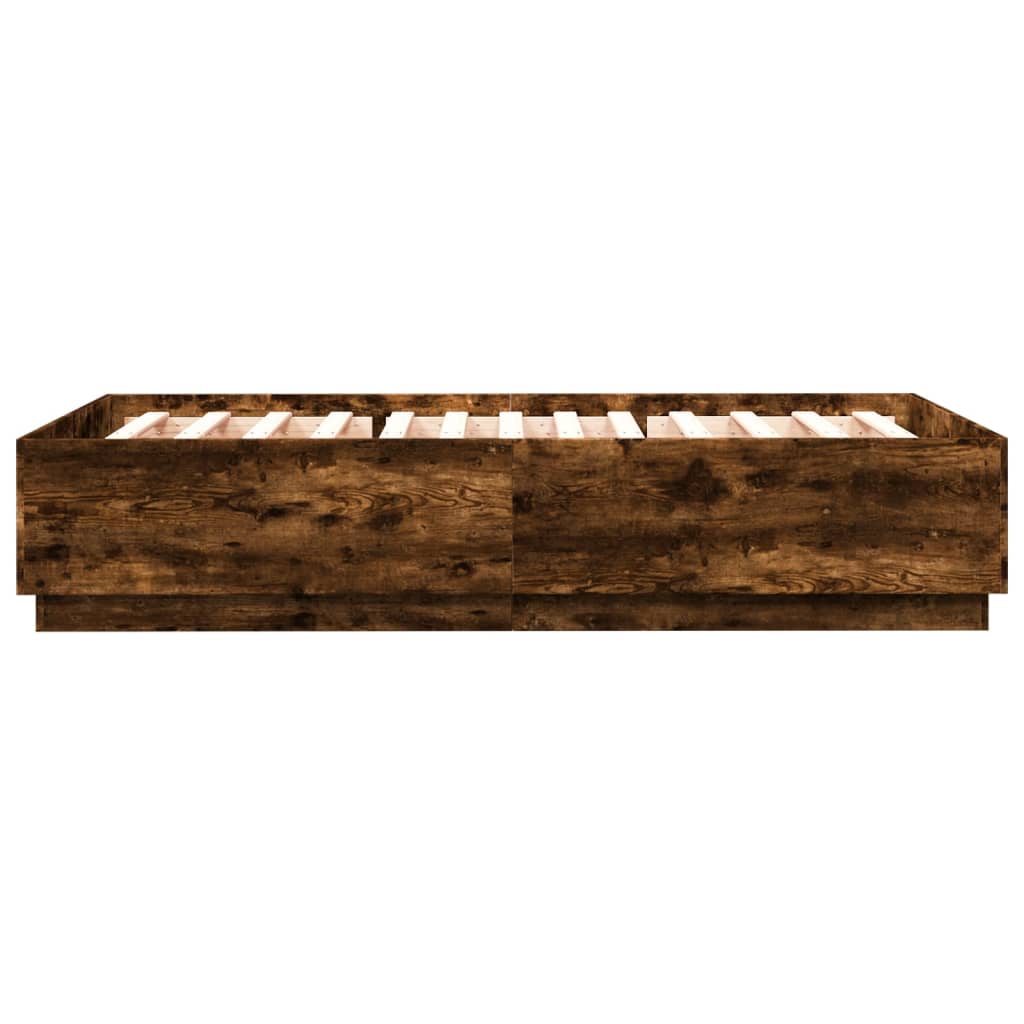 vidaXL Estructura de cama madera de ingeniería roble ahumado 150x200cm
