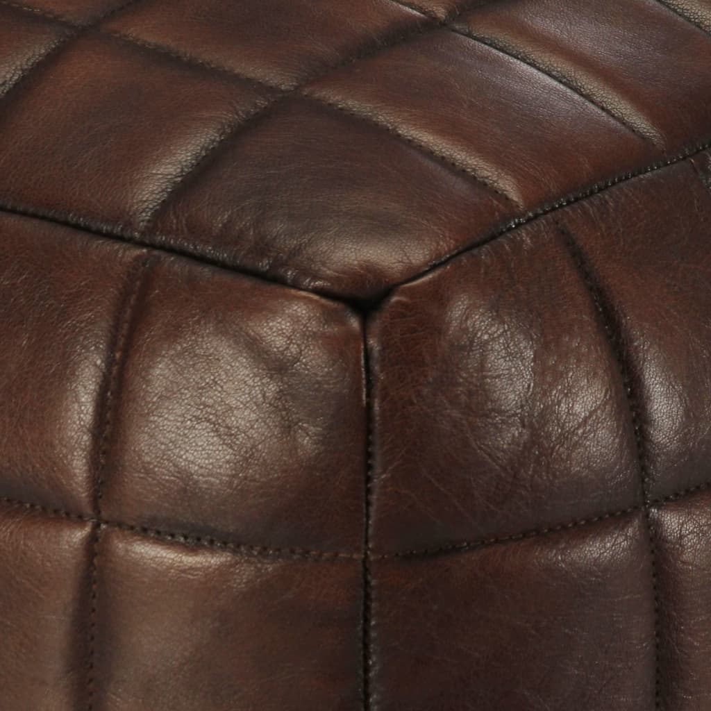 vidaXL Puf marrón oscuro 40x40x40 cm cuero auténtico de cabra