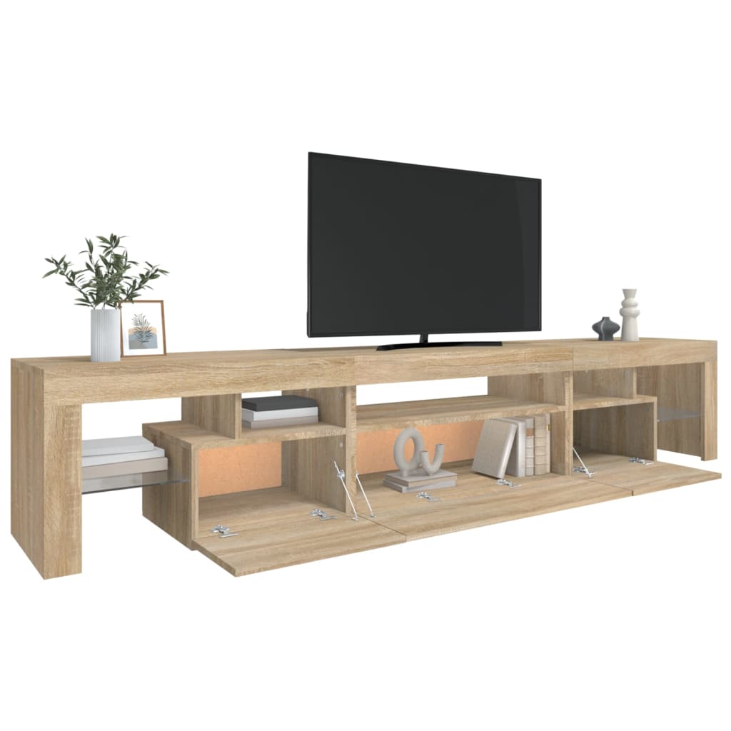 vidaXL Mueble de TV con luces LED roble Sonoma 215x36,5x40 cm