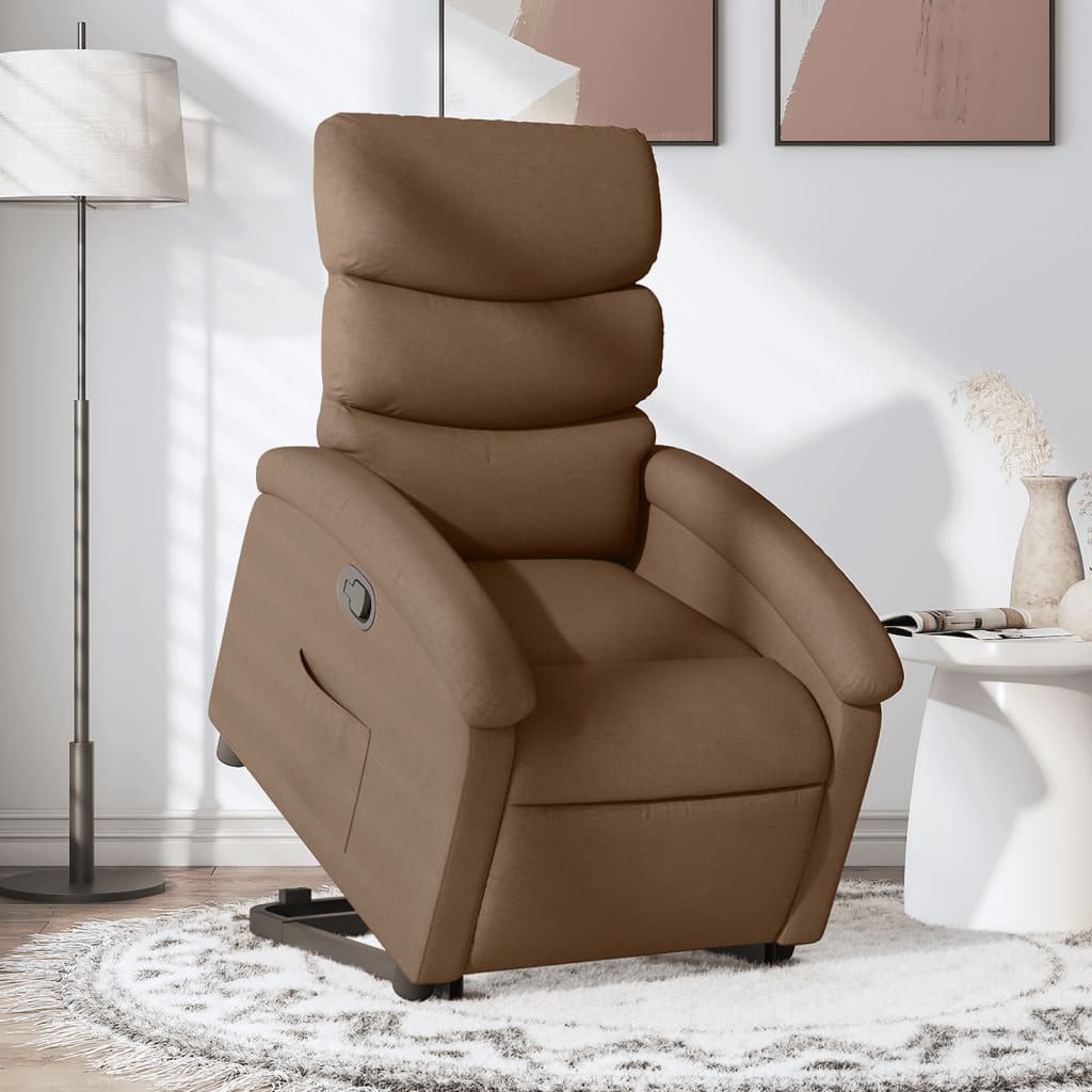 vidaXL Sillón reclinable elevable de tela marrón