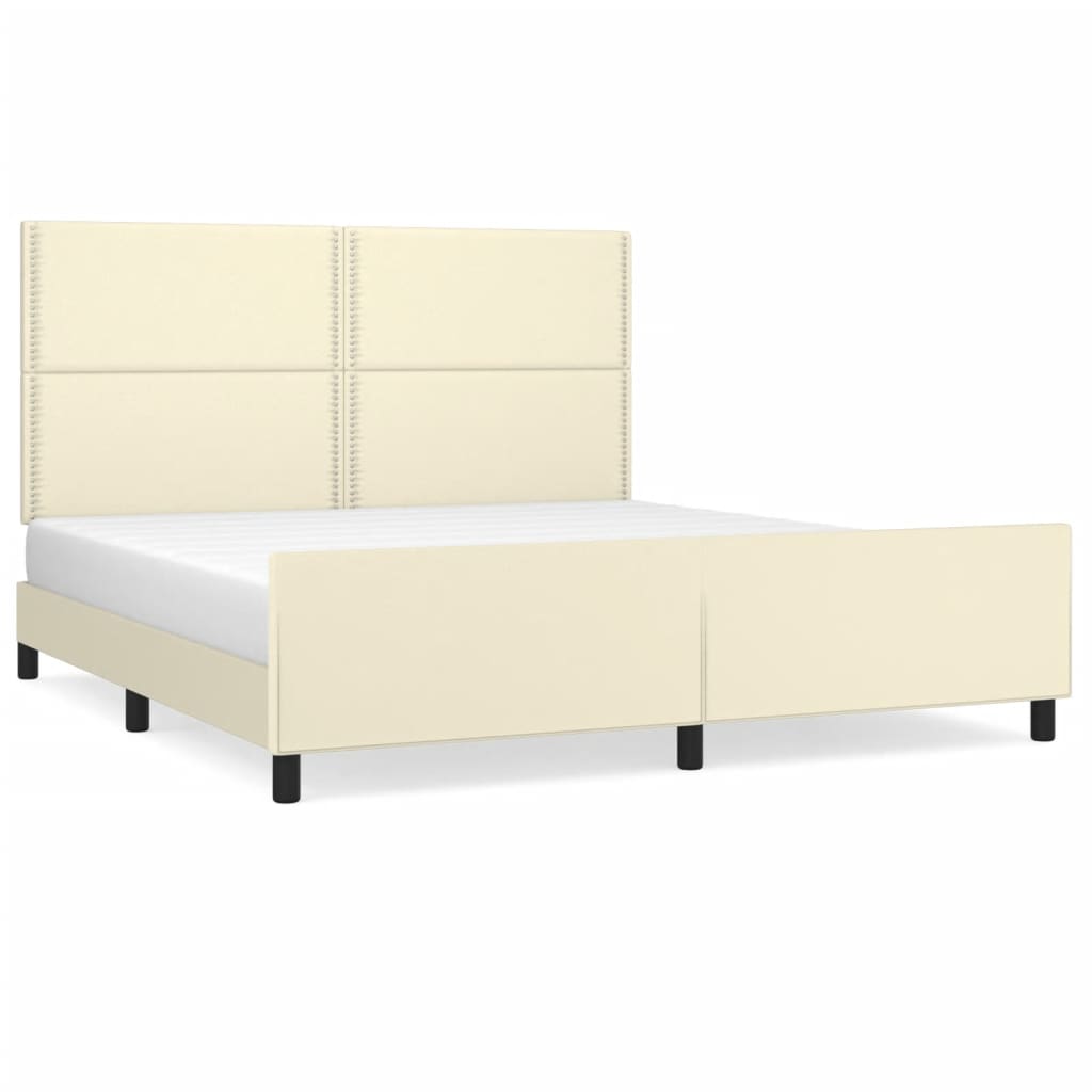 vidaXL Estructura de cama con cabecero cuero sintético crema 180x200cm