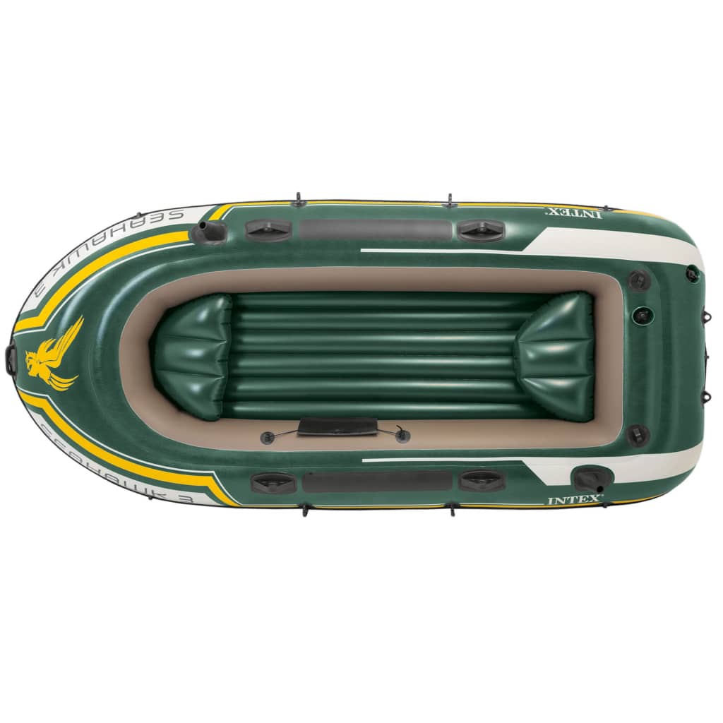 Intex Barca inflable Seahawk 3 con motor de arrastre y soporte