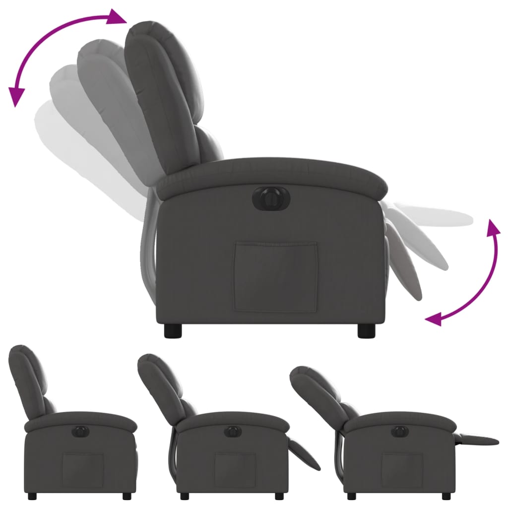 vidaXL Sillón reclinable eléctrico de cuero auténtico gris