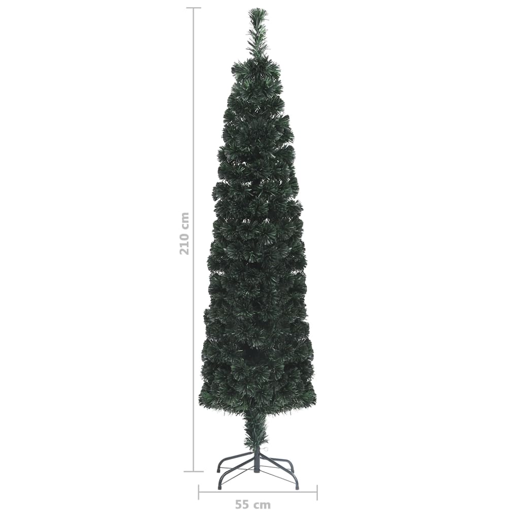 vidaXL Árbol Navidad artificial estrecho soporte fibra óptica 210 cm