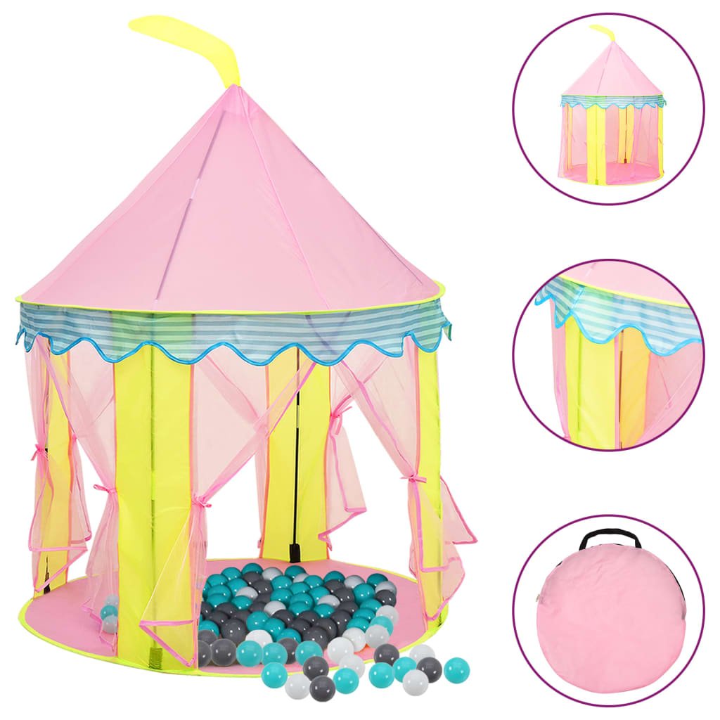 vidaXL Tienda de juegos para niños con 250 bolas rosa 100x100x127 cm