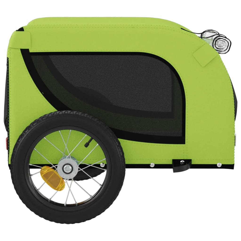 vidaXL Remolque de bicicleta mascotas hierro tela Oxford verde negro