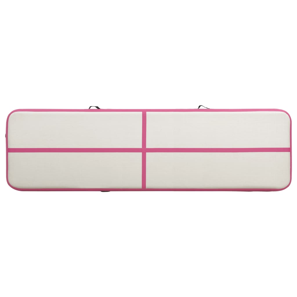 vidaXL Esterilla inflable de gimnasia con bomba PVC rosa 800x100x20 cm