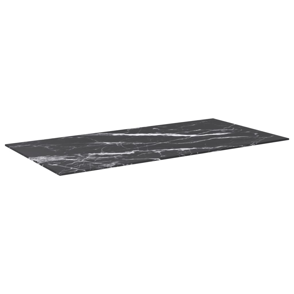 vidaXL Tablero mesa diseño mármol vidrio templado negro 100x50 cm 6 mm