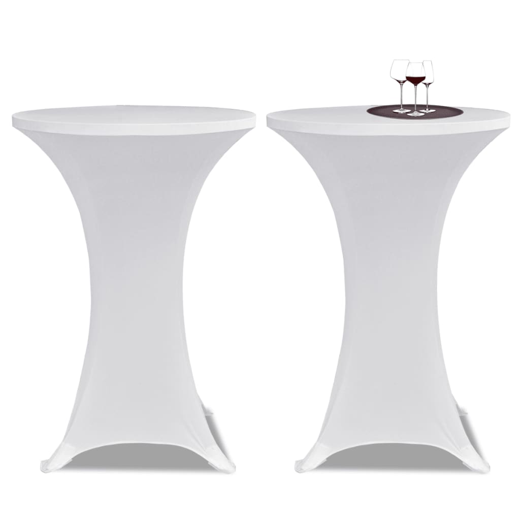 2 Manteles blancos ajustados para mesa de pie - 70 cm diámetro