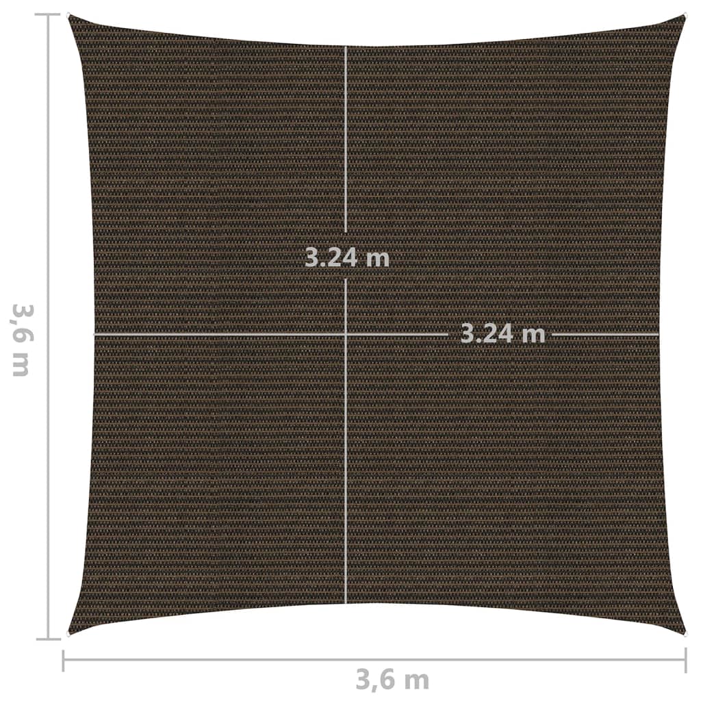 vidaXL Toldo de vela HDPE marrón 160 g/m² 3,6x3,6 m