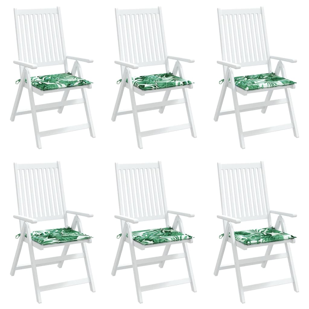 vidaXL Cojines de silla 6 uds tela estampado de hojas 50x50x3 cm