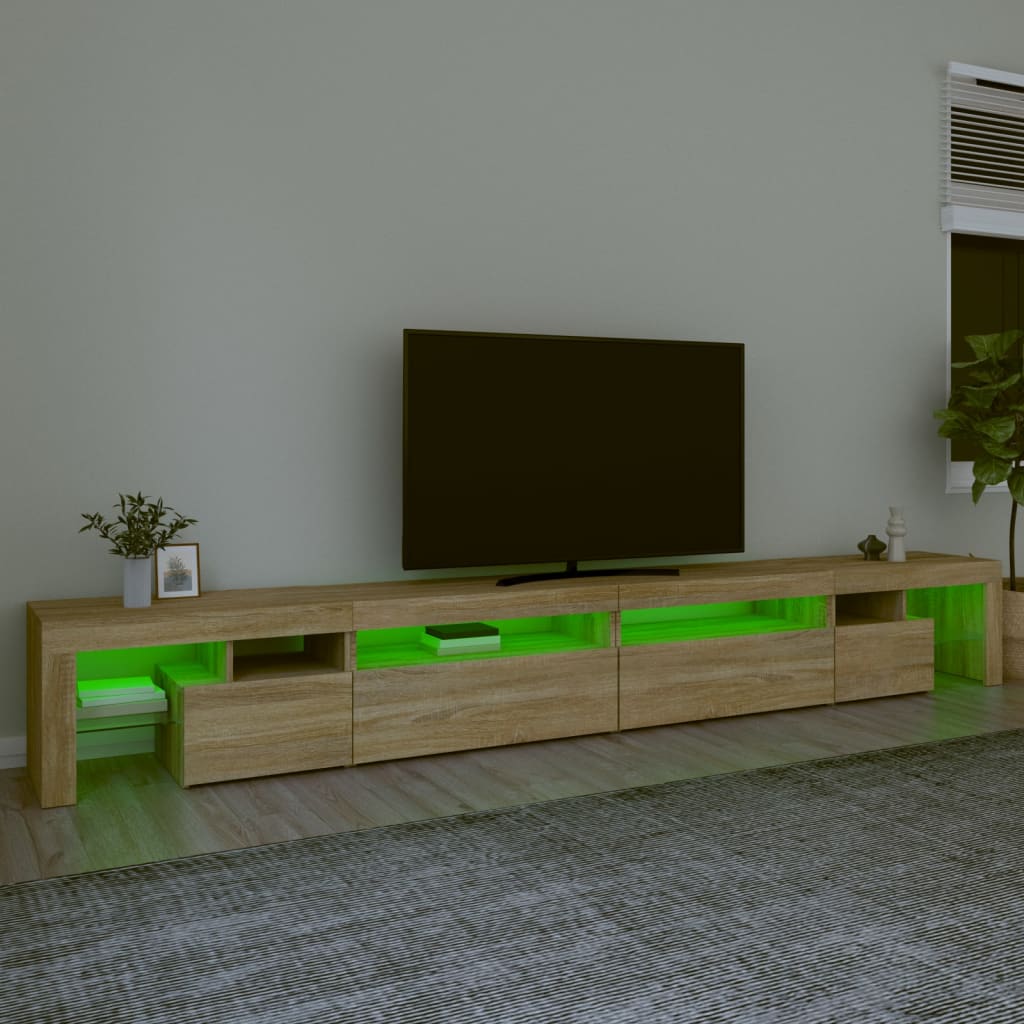 vidaXL Mueble de TV con luces LED color roble Sonoma 290x36,5x40 cm