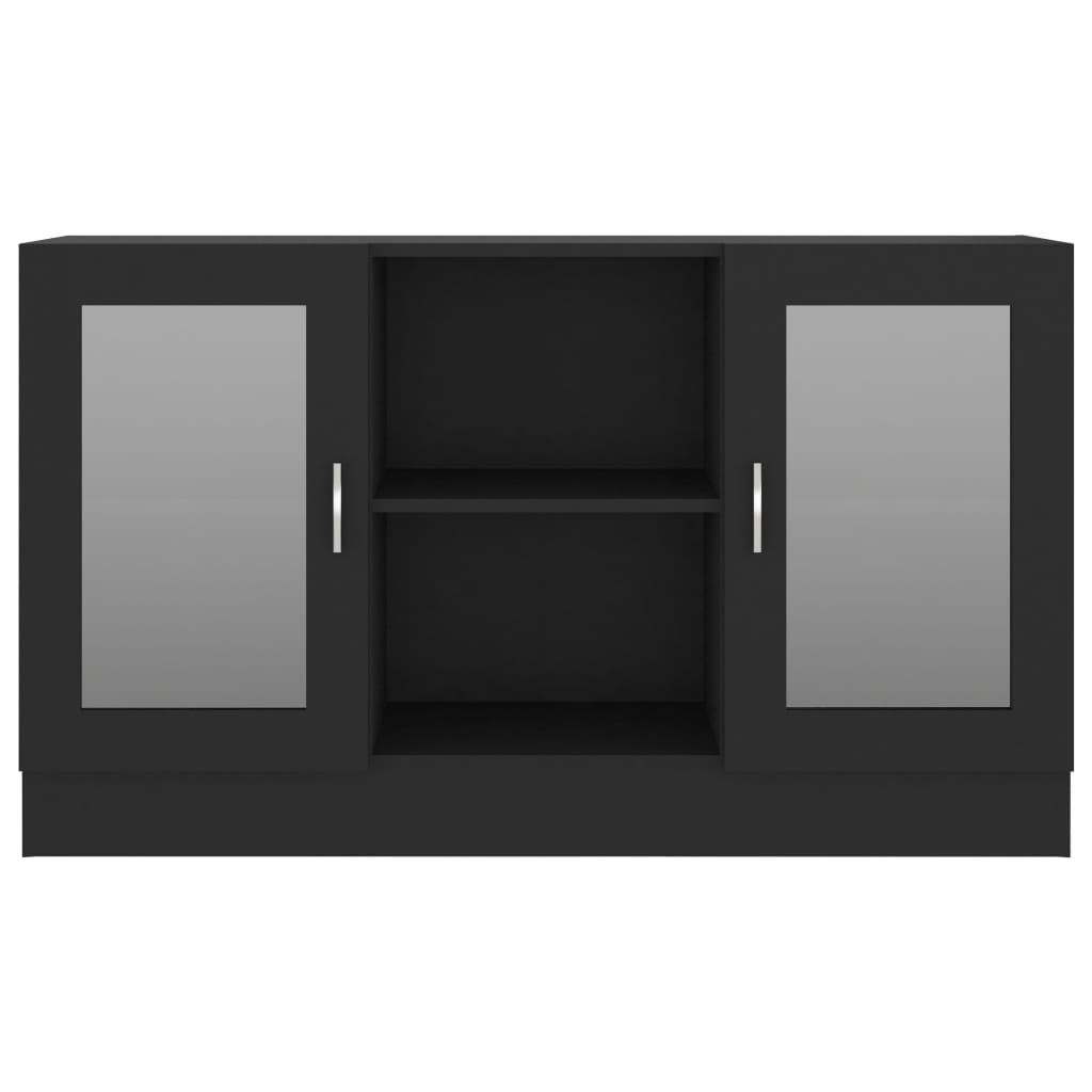 vidaXL Vitrina de madera contrachapada negro 120x30,5x70 cm