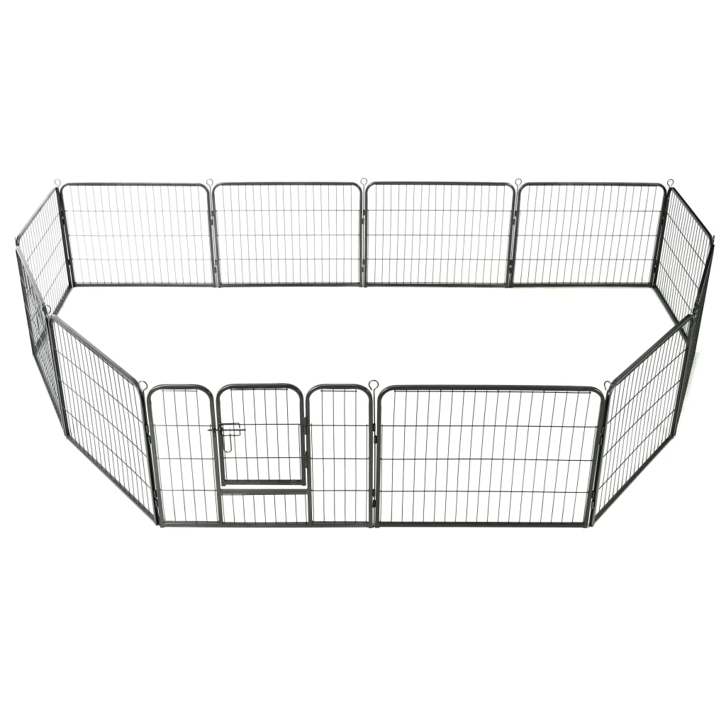 vidaXL Corral para perros 12 paneles de acero 80x60 cm negro