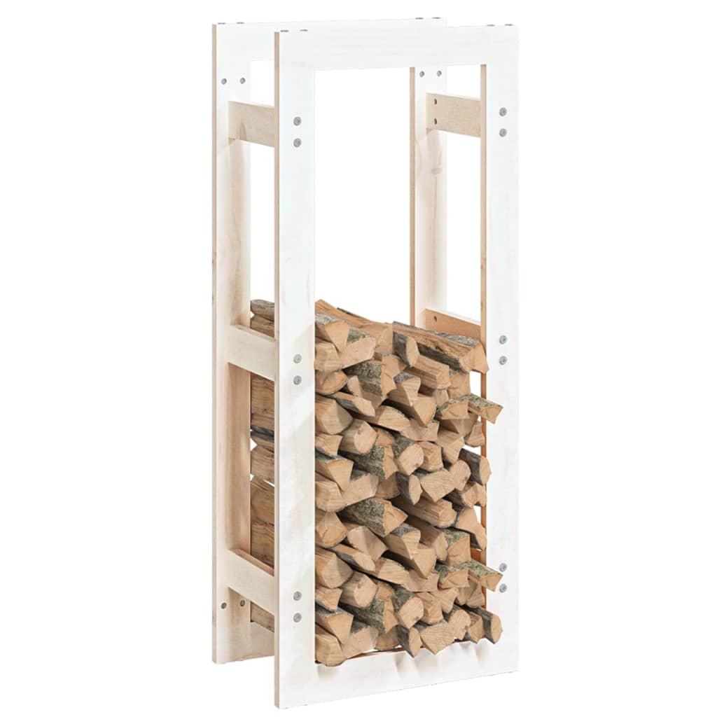 vidaXL Estante para leña madera maciza de pino blanco 41x25x100 cm