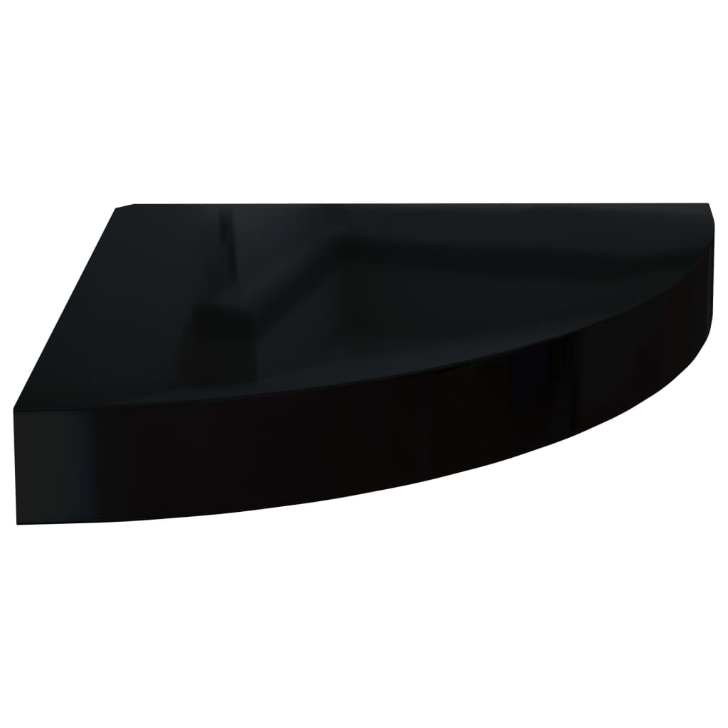 vidaXL Estante flotante de esquina MDF negro brillo 25x25x3,8 cm