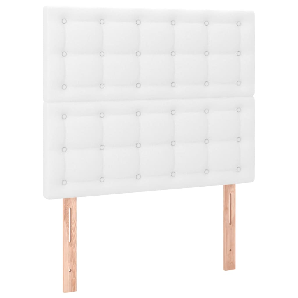 vidaXL Estructura de cama cabecero cuero sintético blanco 100x200 cm
