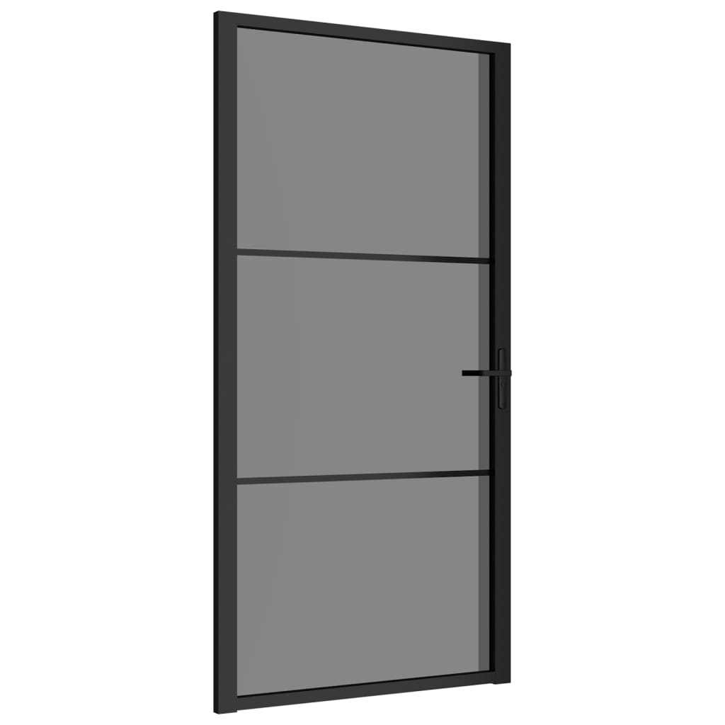 vidaXL Puerta interior vidrio EGS y aluminio negro 102,5x201,5 cm