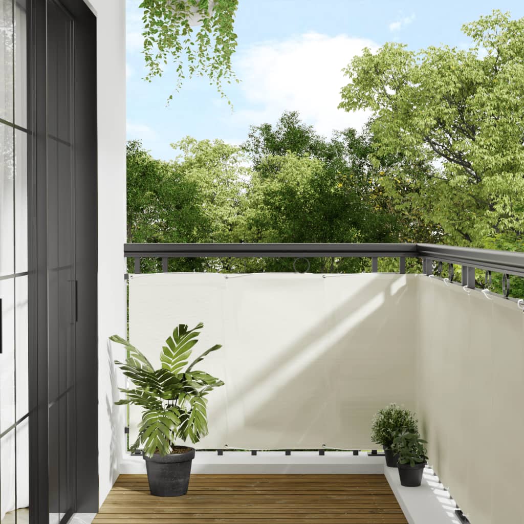 vidaXL Pantalla de balcón 100% poliéster Oxford crema 90x700 cm