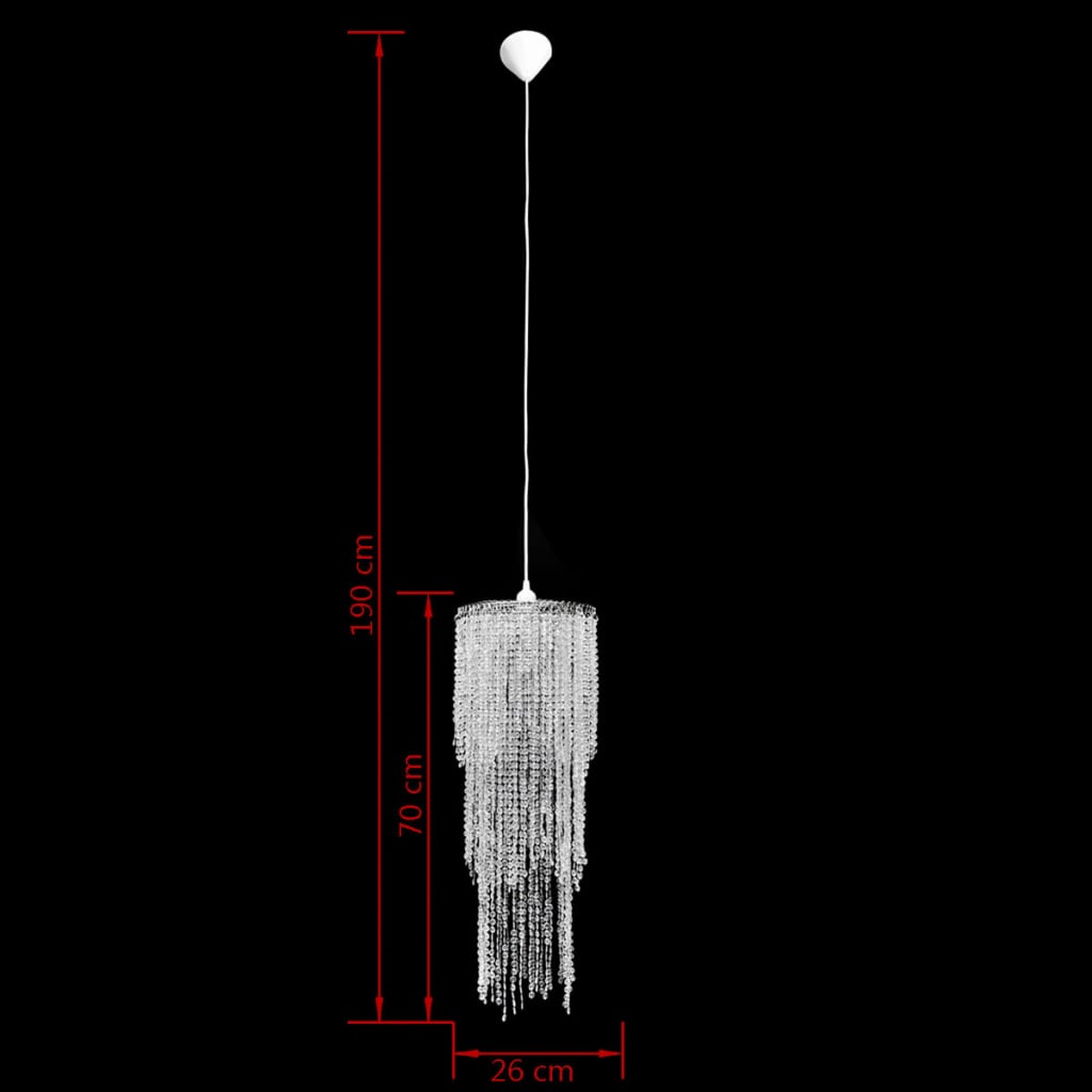 Lámpara colgante elegante con cristales, 26 x 70 cm