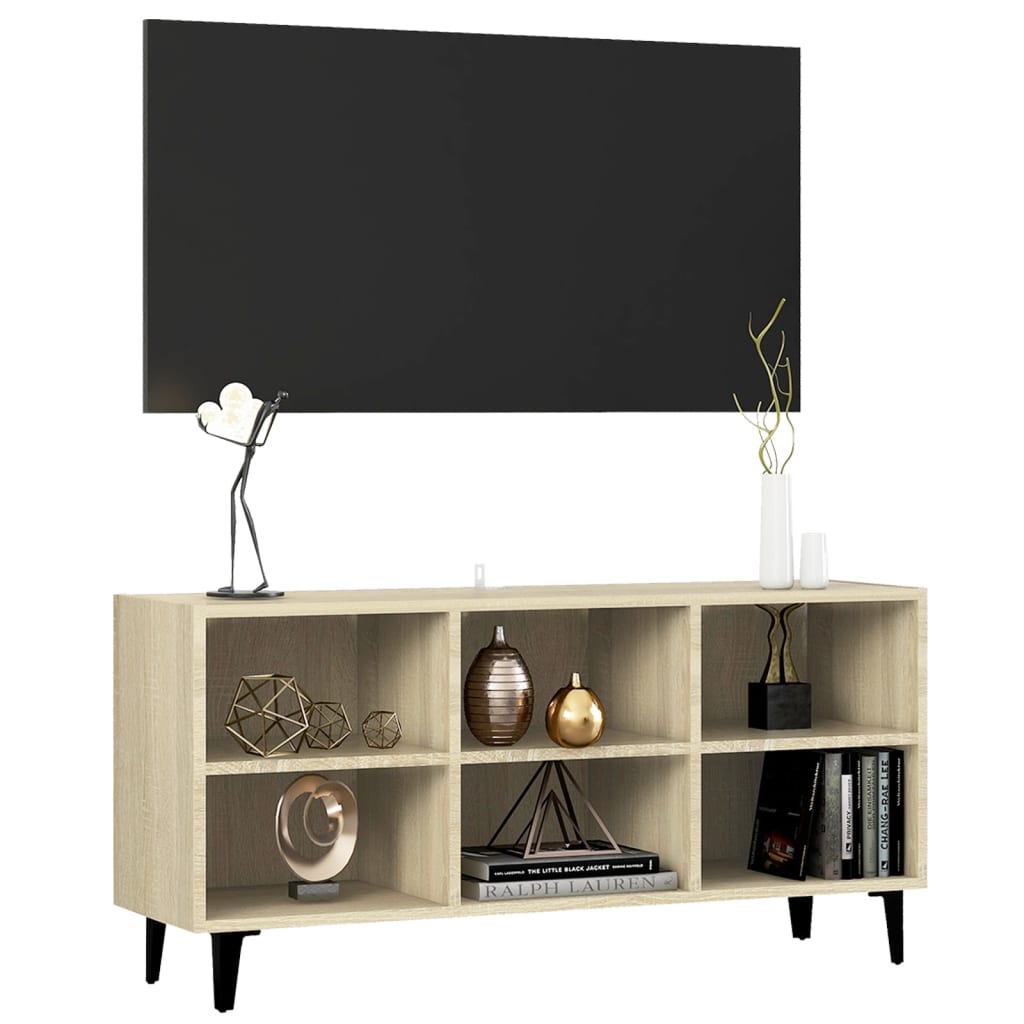 vidaXL Mueble de TV con patas metal color roble sonoma 103,5x30x50 cm
