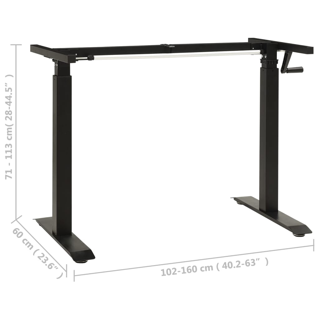 vidaXL Estructura de escritorio de altura ajustable manivela negro