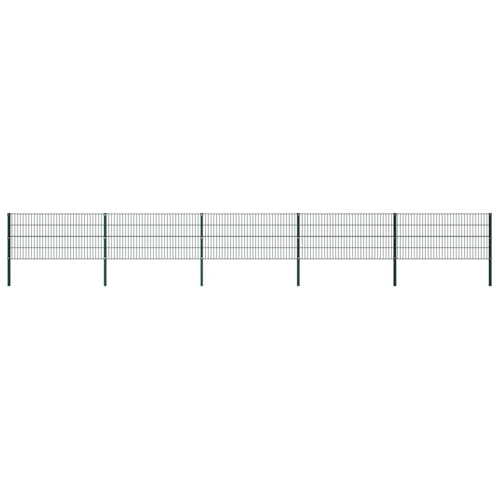 vidaXL Panel de valla con postes hierro verde 8,5x0,8 m