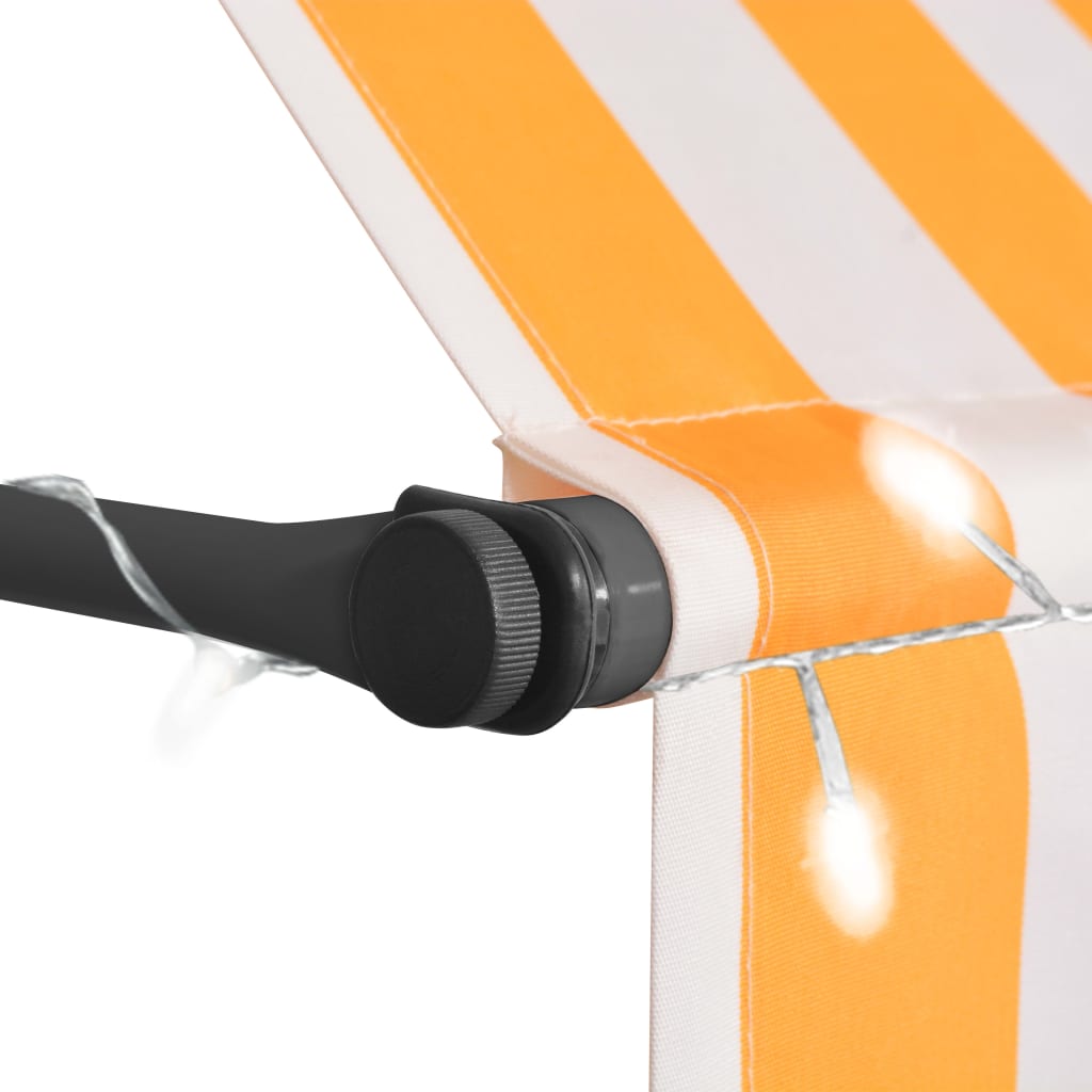vidaXL Toldo manual retráctil con LED blanco y naranja 400 cm