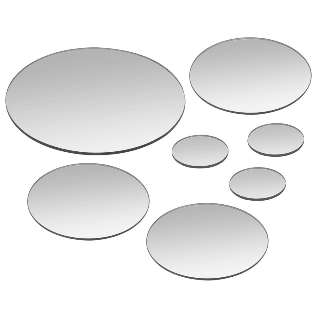 vidaXL Conjunto de espejo de pared redondo vidrio 7 piezas