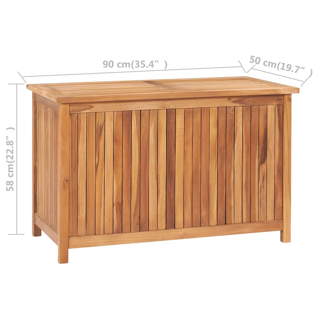 vidaXL Caja de almacenaje de jardín madera maciza de teca 90x50x58 cm