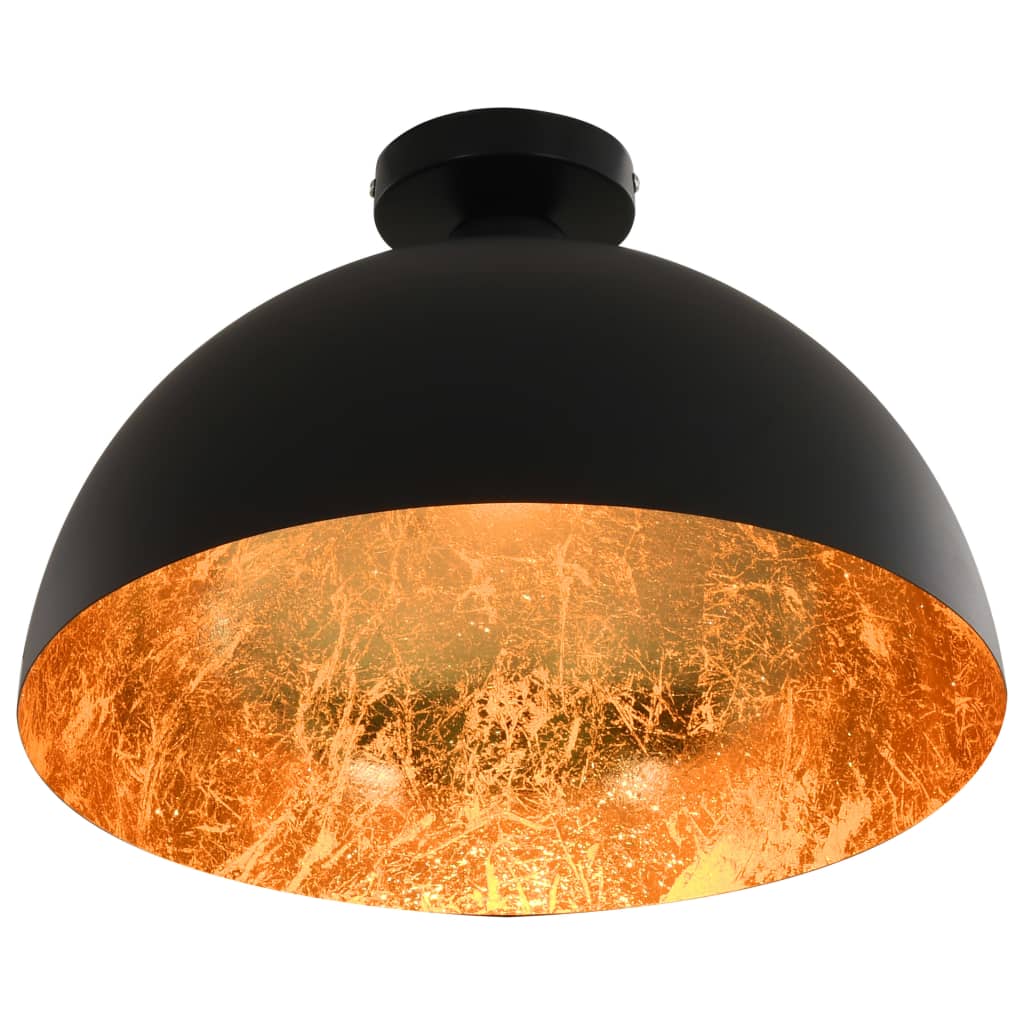 vidaXL Lámparas de techo 2 uds semiesféricas negro y dorado E27