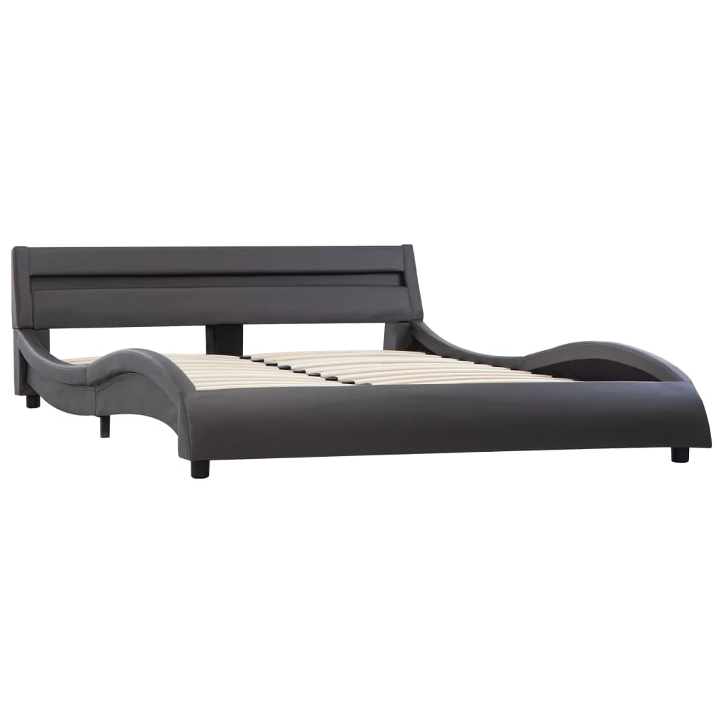 vidaXL Estructura de cama con LED cuero sintético gris 120x200 cm