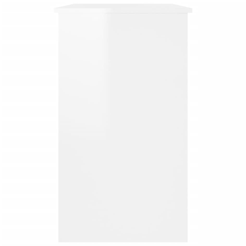 vidaXL Escritorio de madera contrachapada blanco brillo 90x45x76 cm