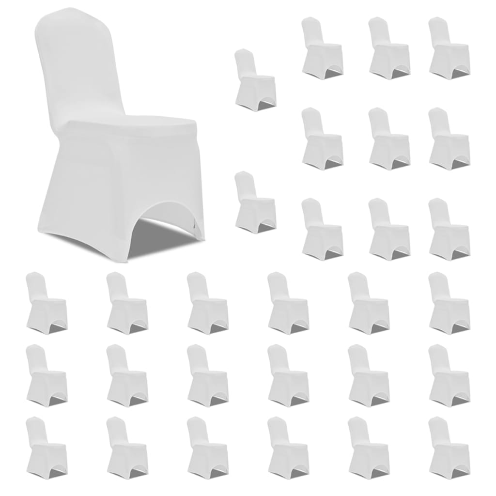 vidaXL Funda de silla elástica blanca 30 unidades
