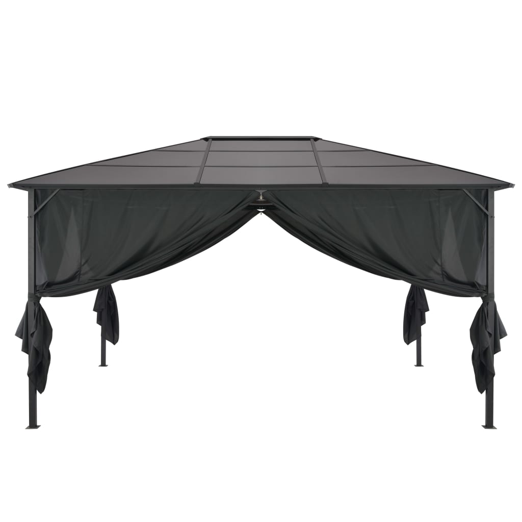 vidaXL Cenador con cortinas aluminio 4x3x2,6 m negro