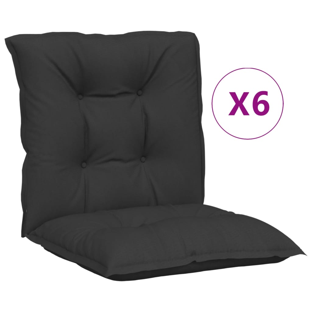 vidaXL Cojines para sillas de jardín 6 unidades negro 100x50x7 cm