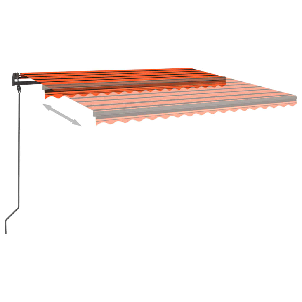 vidaXL Toldo retráctil manual con postes naranja y marrón 5x3,5 m
