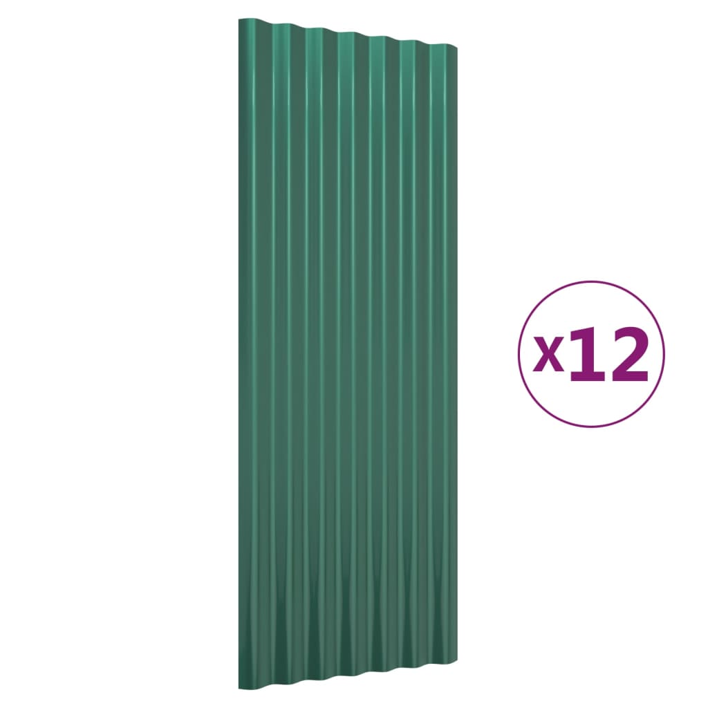 vidaXL Paneles de tejado 12 unidades acero recubierto verde 100x36 cm