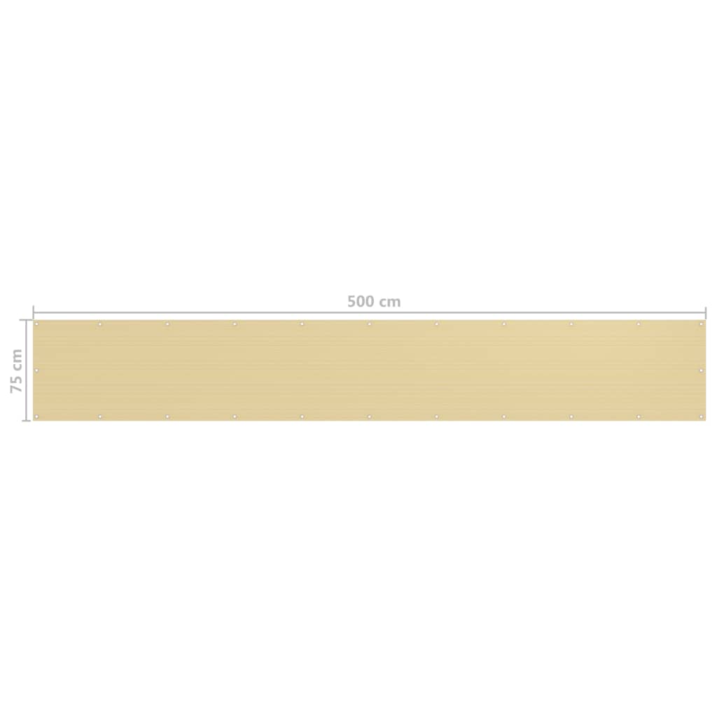 vidaXL Toldo para balcón HDPE beige 75x500 cm