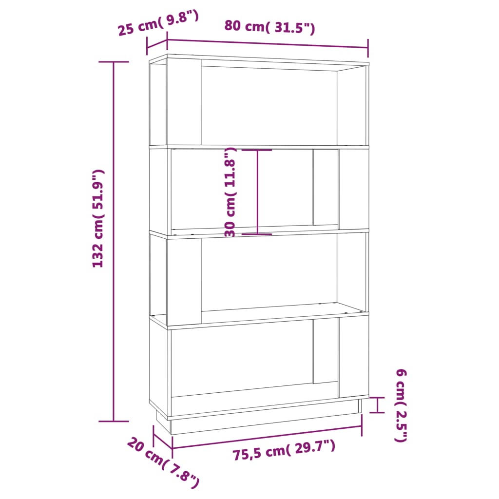 vidaXL Estantería/divisor de espacios madera de pino gris 80x25x132 cm
