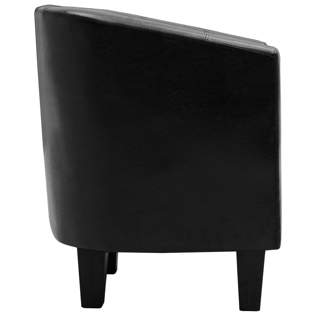 vidaXL Sillón con diseño de cubo cuero sintético negro