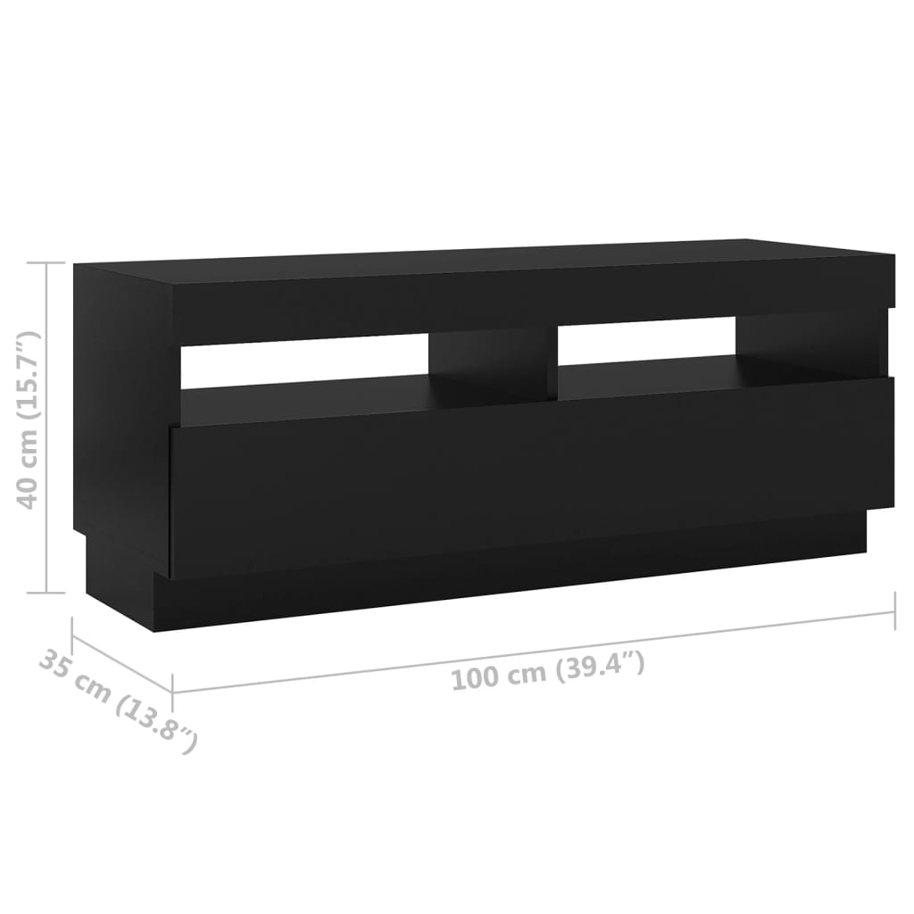 vidaXL Mueble para TV con luces LED negro 200x35x40 cm