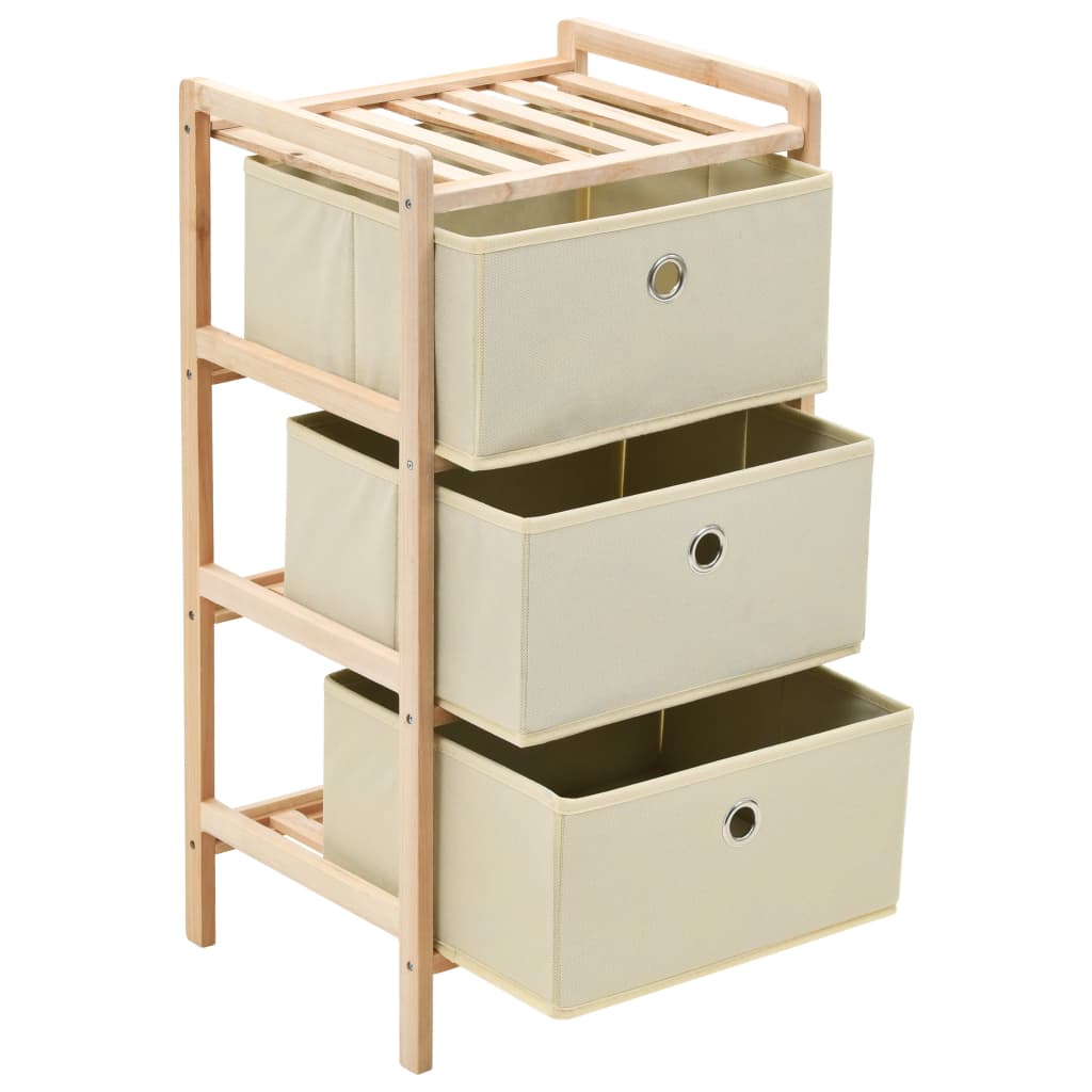 vidaXL Estantería de almacenaje 3 cestas de tela madera de cedro beige