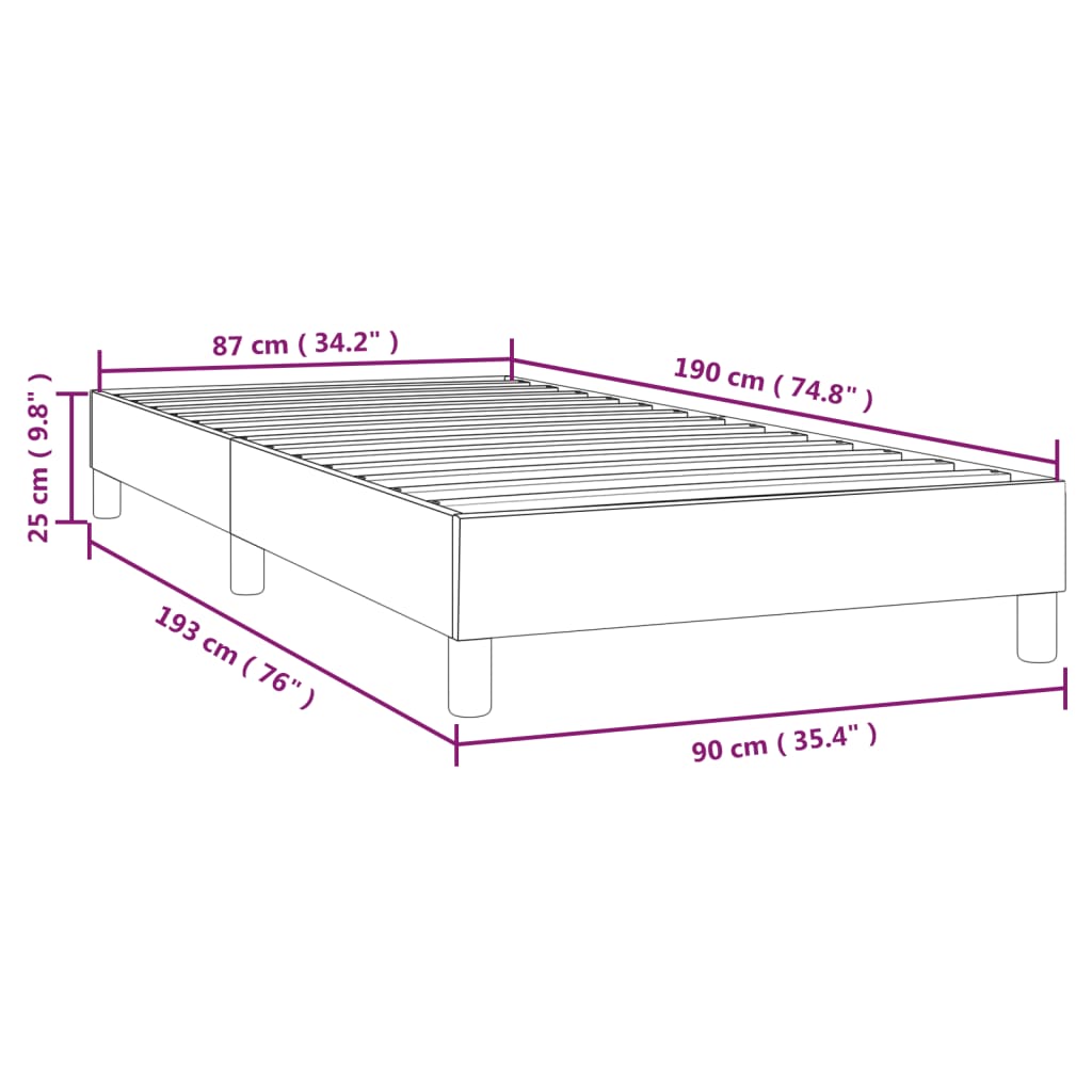 vidaXL Estructura de cama box spring tela negro 90x190 cm