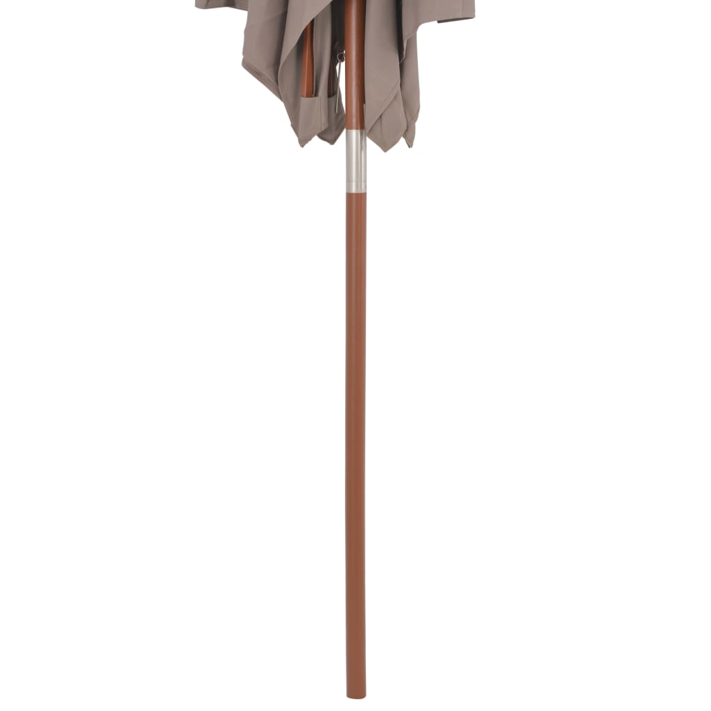 vidaXL Sombrilla de jardín con palo de madera 150x200 cm gris topo