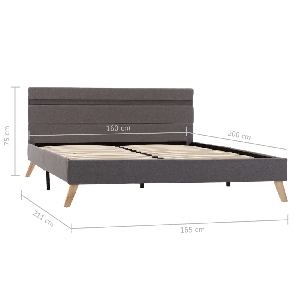 vidaXL Estructura de cama con LED de tela gris claro 160x200 cm