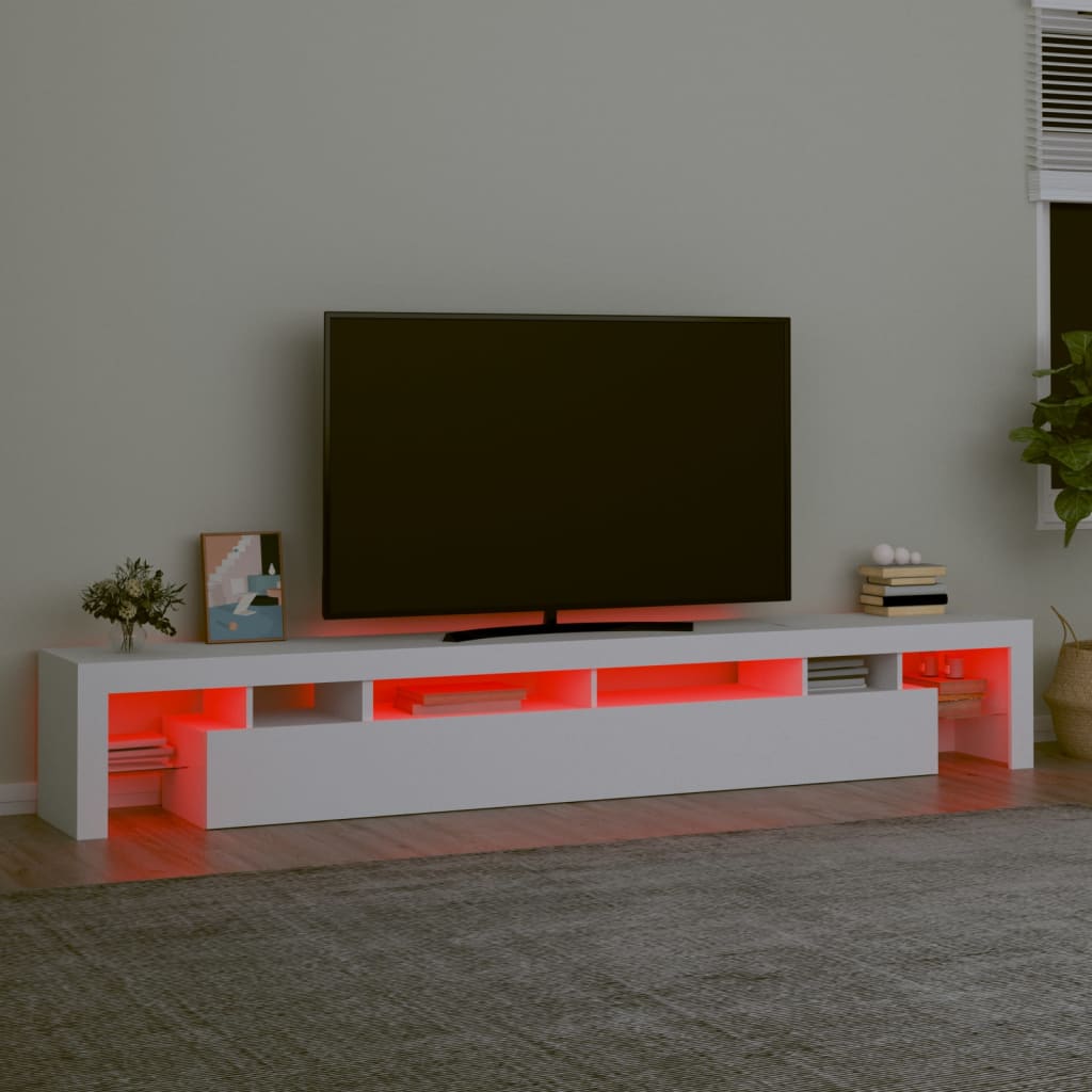vidaXL Mueble de TV con luces LED blanco 260x36,5x40 cm