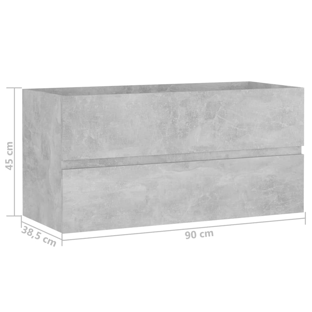 vidaXL Armario para lavabo contrachapada gris hormigón 90x38,5x45 cm