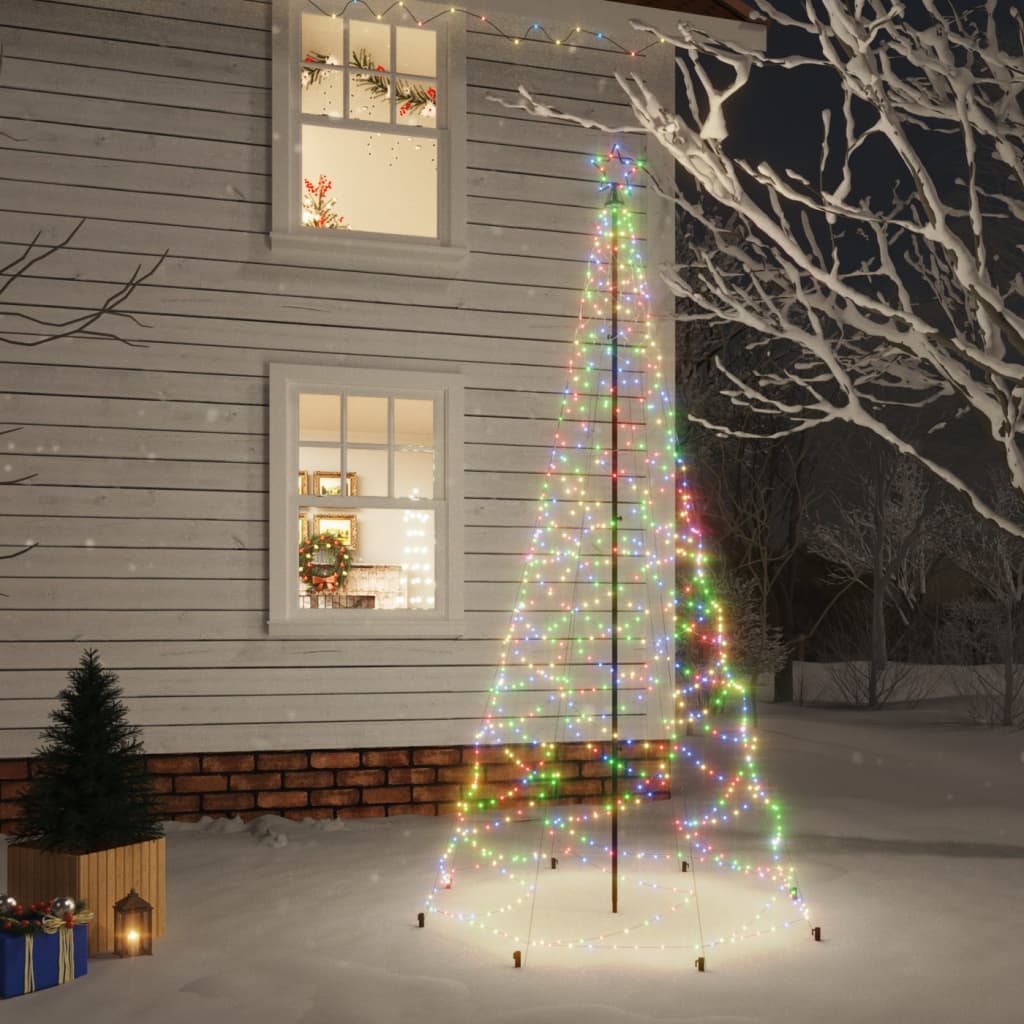vidaXL Árbol de Navidad con poste de metal 500 LEDs de colores 3 m